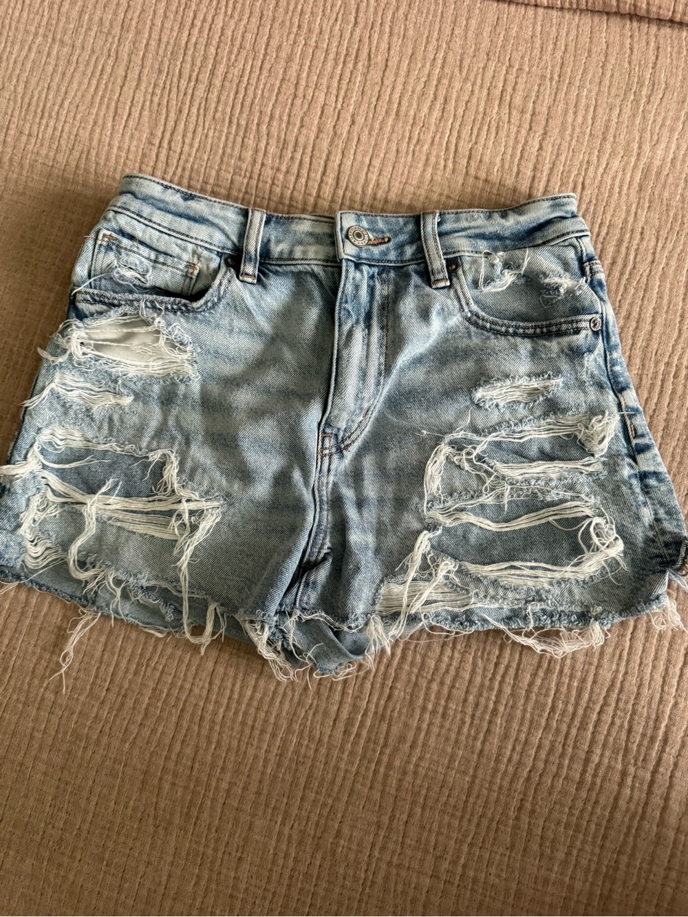 American Eagle Outfitters Light Distressed Denim Mom Shorts